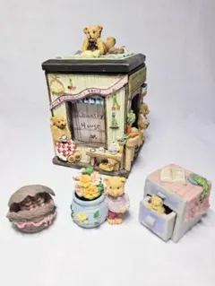 テディベアとアニマルフィギュア 4点セット インテリア 置物 中国製