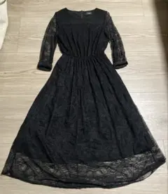 黒 レース マキシドレス 七分袖 アーバンリサーチ