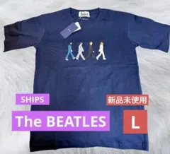 新品 SHIPS The Beatles ビートルズ刺繍 Tシャツ ネイビー　Lのサムネイル