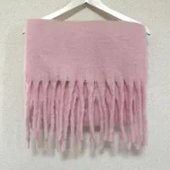 フリース ピンク マフラー フリンジ付き