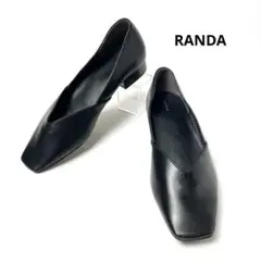 RANDA ランダ 23.5 Vカット フラットパンプス スクエア 黒 美品