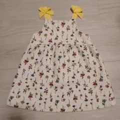 花柄 ワンピース 黄色リボン付き キッズ ベビー服のサムネイル