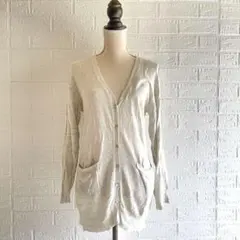薄手ロングカーディガン【M相当】綿100% ✿シェルボタン✿持ち運びにおすすめ