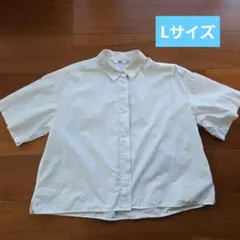 ユニクロ コットンシャツ 5分袖 レディース Lサイズ 白