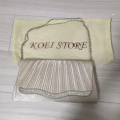 シャンパンゴールド サテンプリーツクラッチバッグ