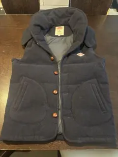 DANTON　BEAMS別注　ダウンベスト　ウールモッサ　クルミボタン　牛革