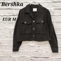 ベルシュカ 【EUR Ｍ】 カラーデニムジャケット ショート丈 ブラックコットン