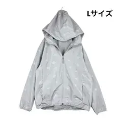 花柄　ゆったり　ナイロンパーカー　L プルジップ　長袖　フード　メッシュのサムネイル