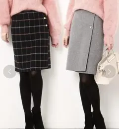 ロペ　チェック柄台形スカート