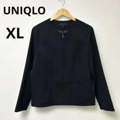 ユニクロ　ジャケット ストライプ　ノーカラー　XL オフィスカジュアル