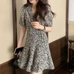 花柄 フリル ワンピース フラワーパターン