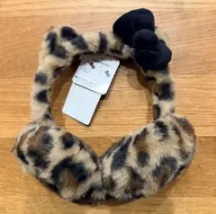 キティちゃん ヒョウ柄 イヤーマフ 耳当てカチューシャ 猫耳付き