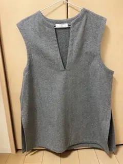 Samansa Mos2 グレー Vネックニットベスト M