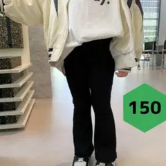 キッズ 子供 フレアパンツ リブ 150 ブラック 韓国 ダンス 美脚 レギンス