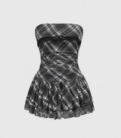 ヴィンテージスウィートチェック柄ミニドレス