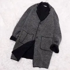 【イタリア製/XL✨】KRIZIA UOMO ニットコート グレー　ロゴボタン