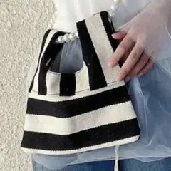 florist ショルダーバッグ 「2Way」パールチェーンのストライプ