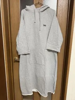 Lee フード付きロングワンピース グレー