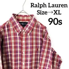 【美品&最終値下げ&レア品】ラルフローレン 90s BD チェック シャツ XL