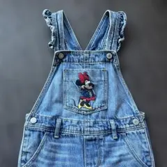 ミニーマウス刺繍デニムオーバーオール　４years