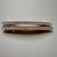 パール調ラインストーン細身ヘアバレッタ　2本セット