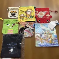 巾着袋 セット （ガチャピン、Disney、劇団四季等）