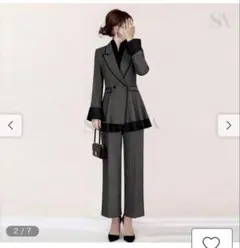 グレー テーラードジャケット パンツセットアップ