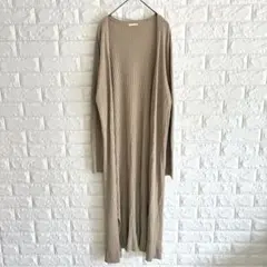 ジーユー/リブロングカーディガン/大きいサイズ/XL/羽織/ノーボタン/ベージュ