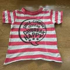 é.a.B 赤とグレー ストライプ Tシャツ 90 日本製