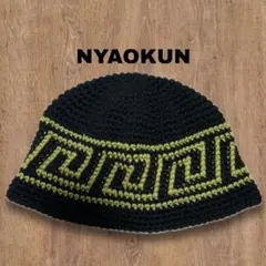 クラッシャーハット 幾何学 ブラック×オリーブ