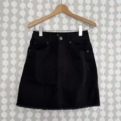 COLIZA ブラックタイトスカート フリンジヘム