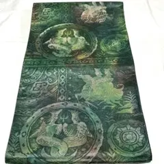 ※b215 正絹　六通袋帯　金糸　緑系　美品　着物のサムネイル