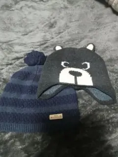 mont-bell クマの顔デザインベビー帽子と大人mont-bell　モンベル