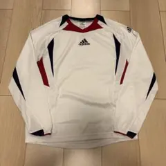 M*n様 adidas Vネック長袖シャツ S ホワイト/レッド/ネイビー