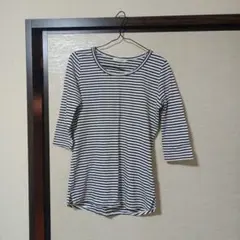 ストライプ七分袖Tシャツ Fサイズ