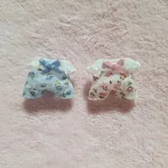 赤ちゃんお洋服2着セット　花柄①水色桃色　ハンドメイド
