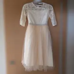 キャサリンコテージ　ベージュ レース チュールドレス