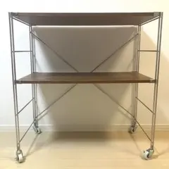 無印良品　ステンレスユニットシェルフ　ウォールナット材　棚セット　ワイド　小のサムネイル