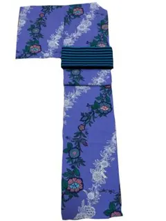 浴衣　きものやまと　ゆかた　セオα 紫色 花柄