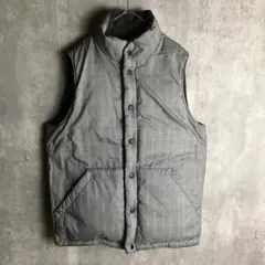 【ベスト】ハリスツイード ダウンベスト リバーシブル チェック 無地 L メンズ