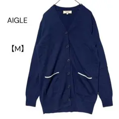 AIGLE エーグル カーディガン ネイビー M ウール混　カジュアルのサムネイル