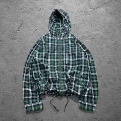 90s OLD UNIQLO check hoodie 短丈 紐 Y2K