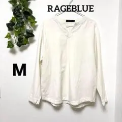 美品【RAGEBLUEレイジブルー】Vネック刺繍ブラウスホワイトシンプル 春 Ｍ