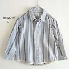 babyGAP ベビーギャップ ブルー ストライプ 長袖 シャツ 90〜100
