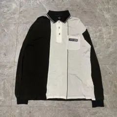 DUNLOP COLLECTION長袖ポロシャツ バイカラー白黒Mサイズg93のサムネイル