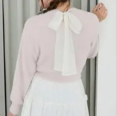 【匿名配送】バックリボンシャギーニット　ピンク　Mのサムネイル
