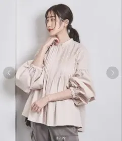 UNITED ARROWS ピンク 長袖シャツ　バルーン タックブラウス