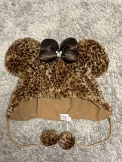 ディズニー ファンキャップ ヒョウ柄 ブラウン 耳付き 帽子