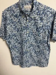 MAJUN 半袖シャツ スリムフィット XL ブルー 花柄