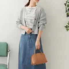 グレー Vネック カーディガン